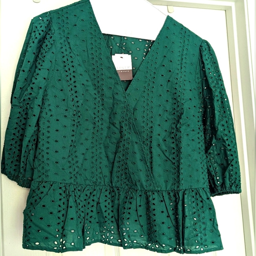 Eloquii Elements Eyelet Peplum Top